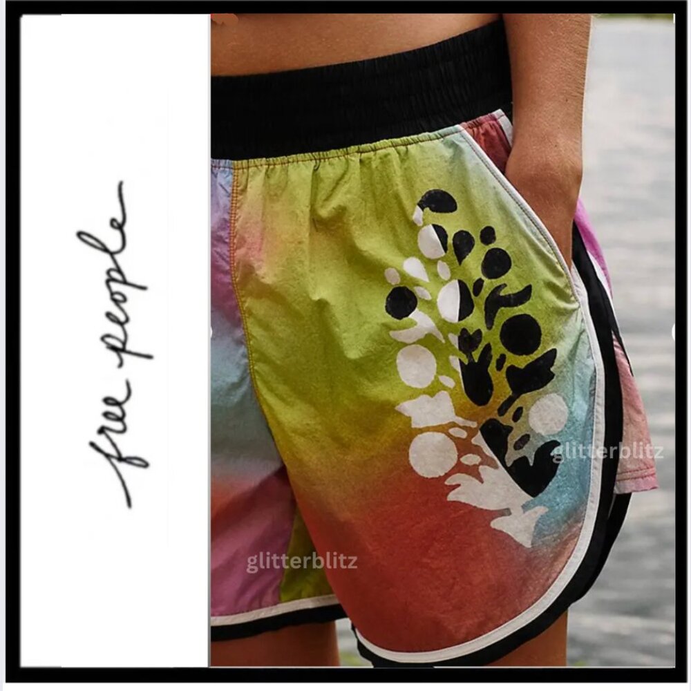 Free People The Long Shot Printed Shorts - Buti Logo